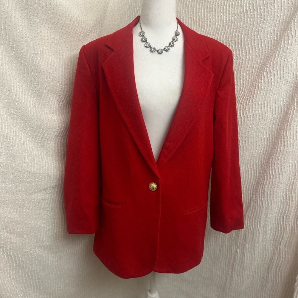 Sag Harbor Red Wool Blazer Women’s Size 14 Vintage 100% Wool Classic